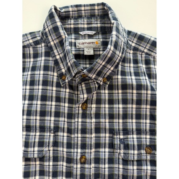 Carhartt Other - Carhartt Mens Large Relaxed Fit Plaid Blue Green Short Sleeve Button Up Shirt